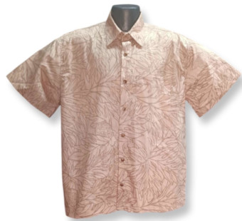 Beige reverse print Hawaiian Shirt - Made in USA- 100% Cotton